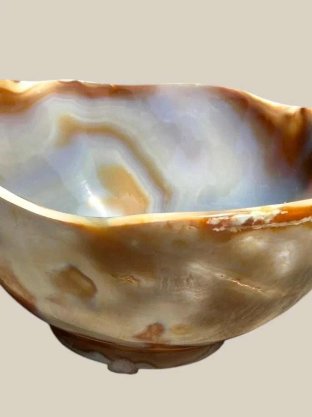 Vintage West Germany Banded Agate Stone Bowl 4.5